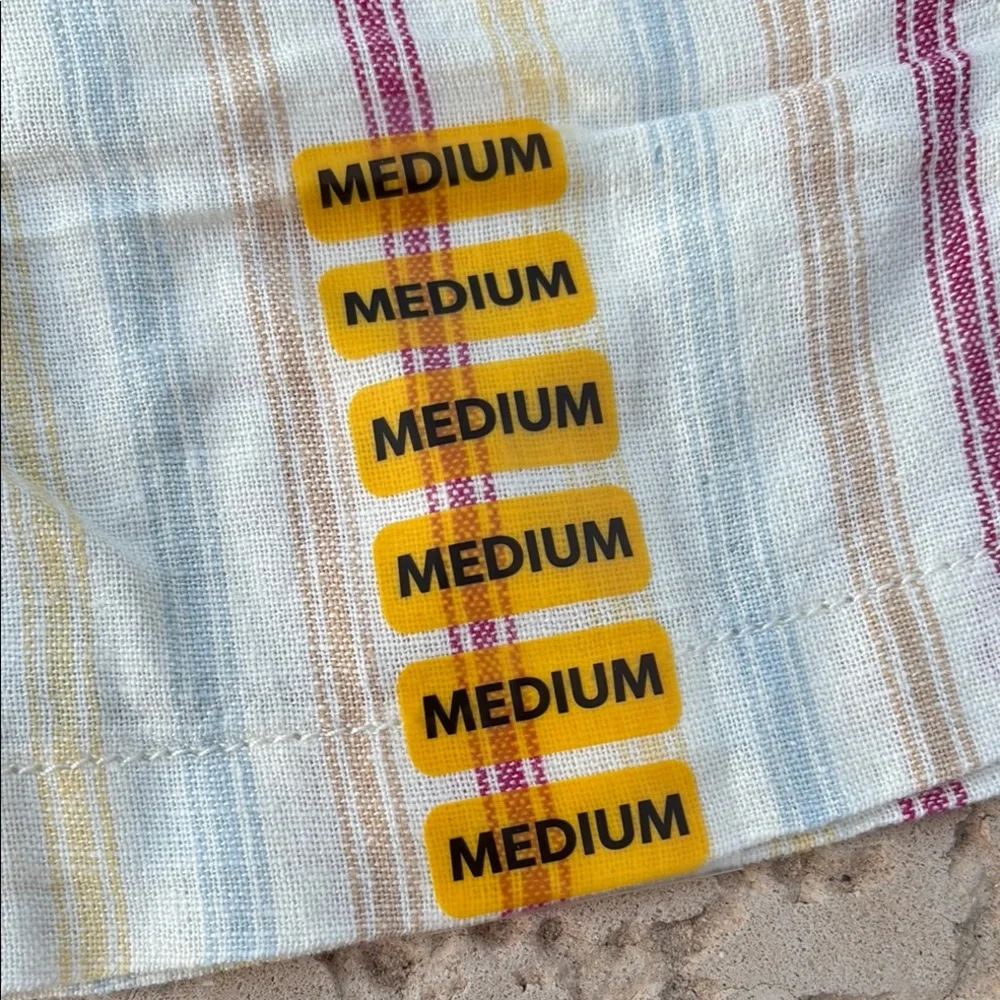 NWT GAP High Waist M Shorts in Linen/Rayon blend Cream w/ Stripes. Summer cool! - Picture 9 of 15